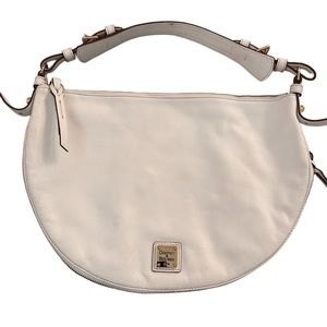 Dooney and Bourke Half Moon Pebbled White Leather Shoulder Bag